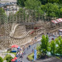 Evel Knievel Six Flags St Louis wooden roller coaster birds eye view