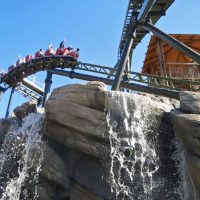 Firechaser Express Dollywood waterfall