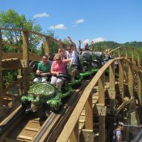 Roar-O-Saurus Story Land dinosaur roller coaster