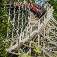 Thunderhead Dollywood wooden roller coaster banked turn